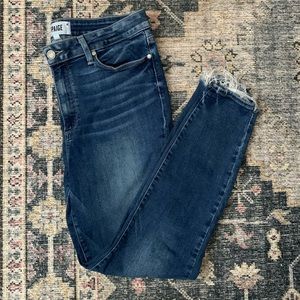 PAIGE Hoxton Crop Distressed Hem Skinny Jean - Size 30